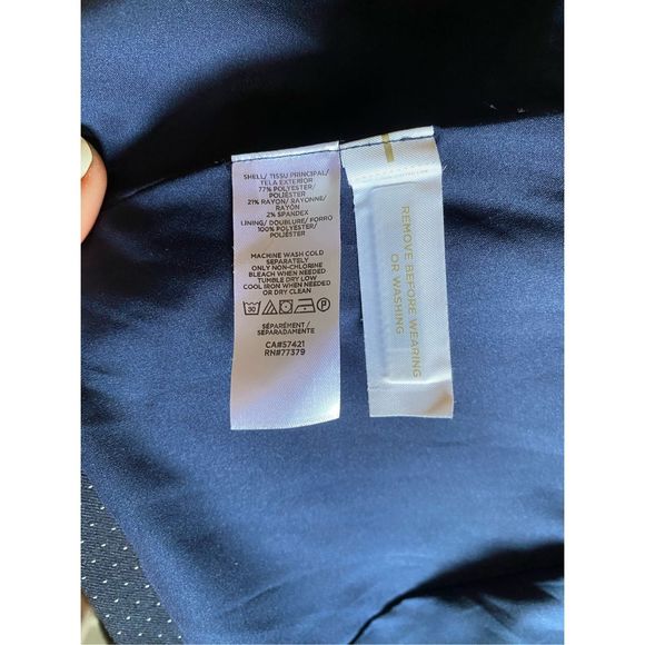 Ann Taylor NWOT Navy Blue White Dot Blazer Jacket, Size 8 - Picture 9 of 10